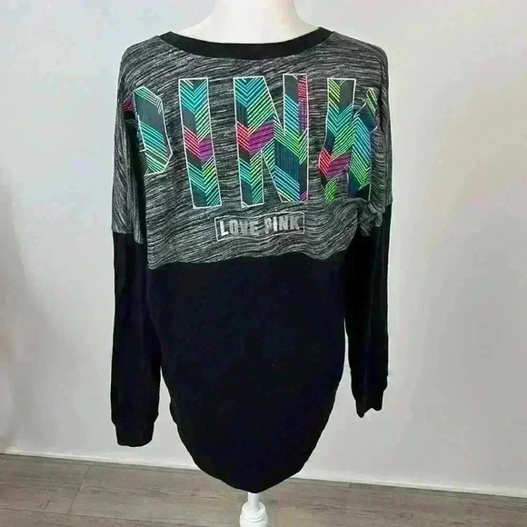Victoria’s Secret PINK Black & Grey Pullover Size M - Picture 4 of 9